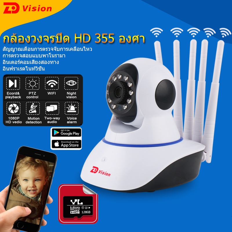ส่งจากกรุงเทพ กล้องวงจรปิดไร้สาย Full HD 1080P IP Camera 3MP กล้องวงจรปิด WIFI PTZ cam มีภาษาไทย YI-