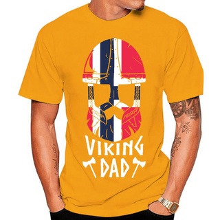 เสื้อยืดผ้าฝ้ายพิมพ์ลายแฟชั่น เสื้อยืด พิมพ์ลาย Viking Dad Mask And Axe Norway แฟชั่นฤดูร้อน ไซซ์ S-5XL