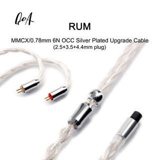 Kinera QoA RUM สายเคเบิลอัพเกรด พร้อม 6N OCC พร้อมสายชุบเงิน MMCX 0.78 มม. ปลั๊ก 2.5+3.5+4.4