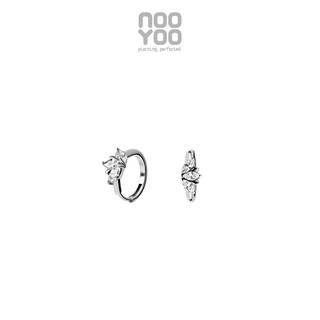 NooYoo ต่างหูสำหรับผิวแพ้ง่าย Hoop Marquise CZ Surgical Steel (ขาว/โรสโกลด์)