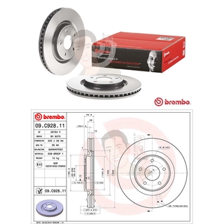 09 C928 11 จานเบรค ล้อ F (ยี่ห้อ BREMBO) รุ่น NISSAN X-Trail T32 320mm ปี 2014-&gt;