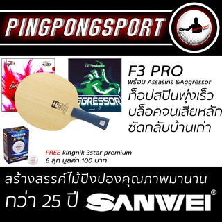 Pingpongsport ไม้ปิงปอง SANWEI F3 Pro + ยางปิงปอง Airos AssasinS และ Dr.Neubauer Aggressor