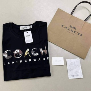 เสื้อยืดคอกลม แขนสั้น ผ้าฝ้าย พิมพ์ลายโลโก้ COACH ขนาดใหญ่ แฟชั่นสําหรับผู้ชาย และผู้หญิง ไซซ์ S-5XL