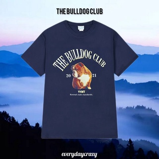 (8578) เสื้อยืดสีกรมท่า สีเทา สีขาว ลายสุนัข THE BULLDOG CLUB ผ้าคอตตอน 100%