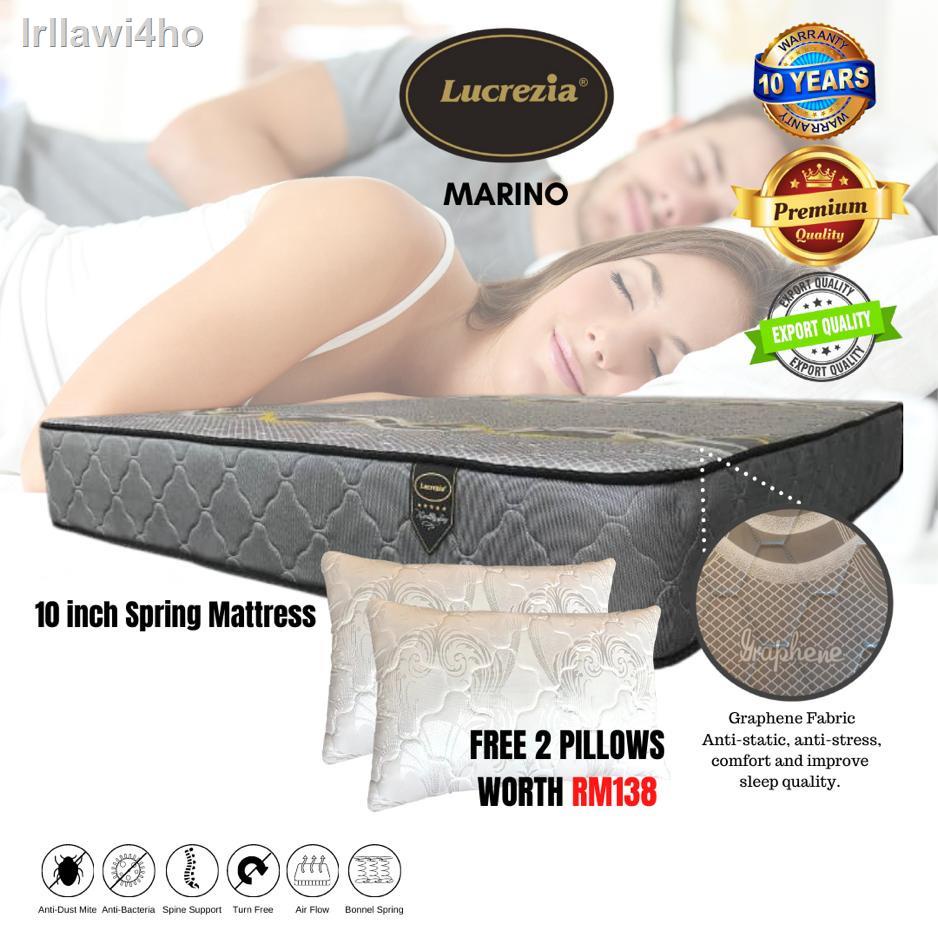 ◑LUCREZIA Marino Spring Mattress /Tilam/床垫 (10 inch) All Size Ready Stock/ Free Shipping For Klang Valley