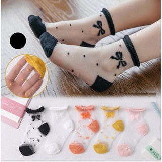 ถุงเท้าเด็ก ลายโบร์ silk thin socks(93EA)