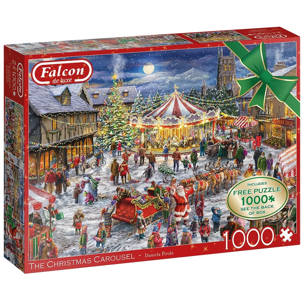 จิ๊กซอว์ 1 ฟรี 1  Falcon - The Christmas Carousel  2*1000 piece (จิ๊กซอว์ขนาด 1000 ชิ้น จำนวน 2 ภาพ) (มีสินค้าพร้อมส่ง)