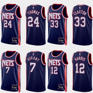 เสื้อกีฬาบาสเก็ตบอลแขนกุด ลายทีม HQ1 NBA Jersey Brooklyn Nets Thomas Claxton Harris Durant QH1