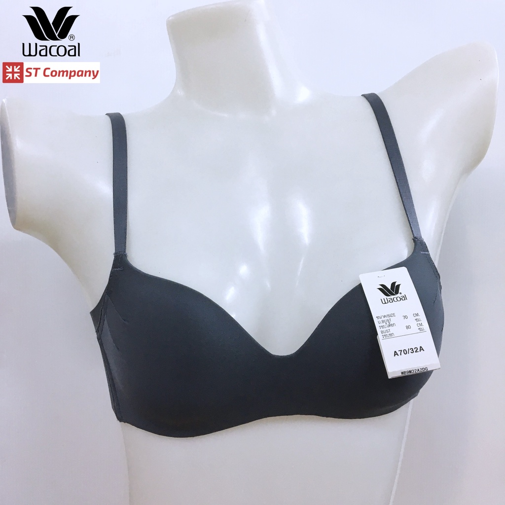 Wacoal Basic Bra เสื้อชั้นใน สีเทาเข้ม (Dark Grey) รุ่น WB9M32 บราไร้โครง เสริมฟองบาง ไร้ตะเข็บ ตะขอ