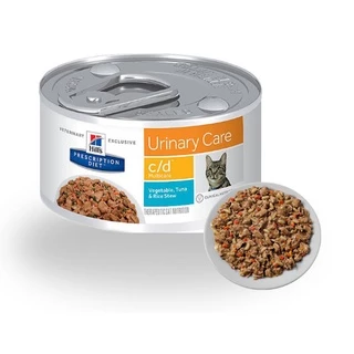 [ 1 กระป๋องแมวเล็ก] Hill's c/d tuna 82 กรัม อาหารกระป๋อง สูตรแมวโรคนิ่ว รสทูน่า ผักและข้าว exp 08/2027