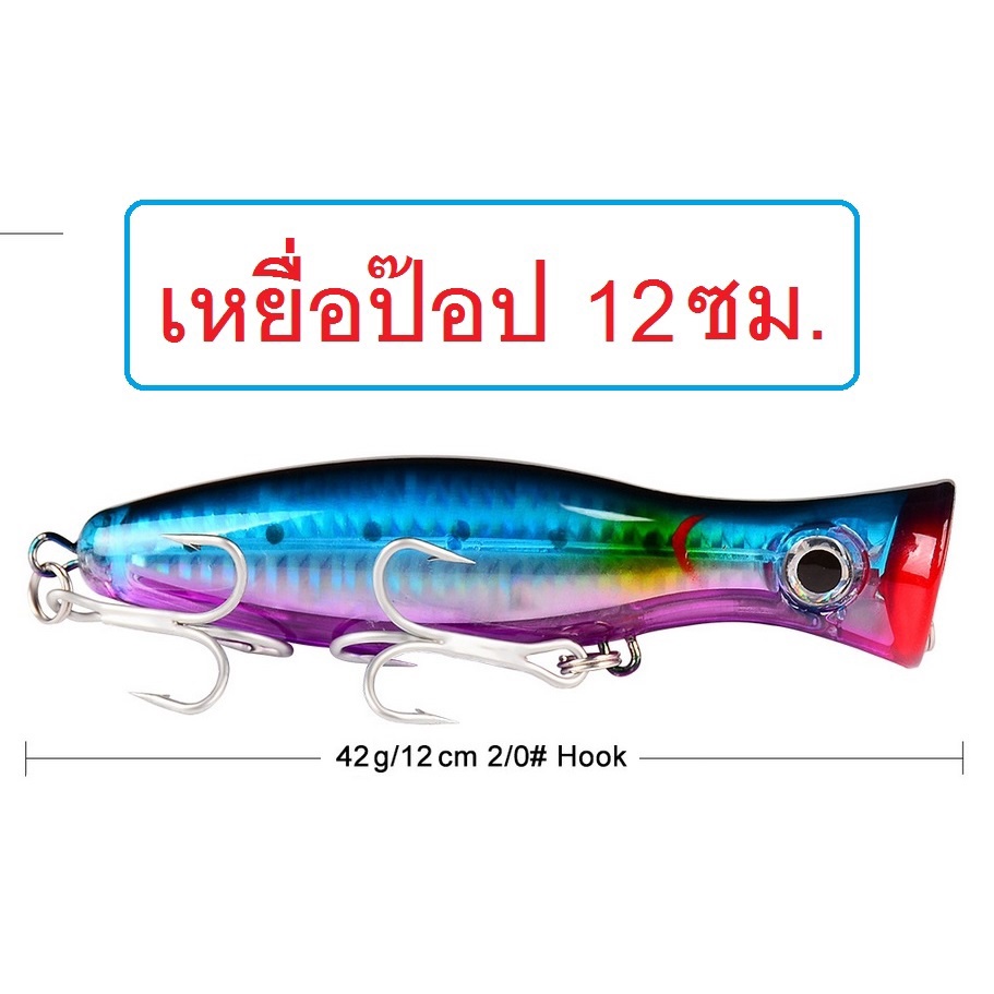 [[ PongFishing ]] เหยื่อป๊อป 12cm หนัก42g มีหลายสีให้เลือกใช้ สำหรับปลาล่าเหยื่อฟันคม ติดกล่องไว้ไม่ผิดหวัง