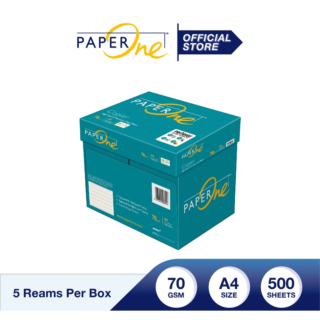 กระดาษถ่ายเอกสาร Paper One / A4 70 แกรม /500 แผ่น (บรรจุ 5 รีม /กล่อง)