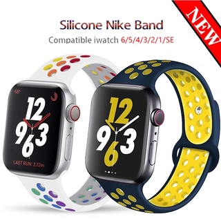 สายนาฬิกา Apple Watch สายนาฬิกาแอปเปิ้ล สายซิลิโคน รุ่น Ni-ke + รุ่น 38/40/41/42/44/45mm สำหรับ Series 6/SE / 5 / 4 / 3 / 2 / 1 iWatch Band Straps