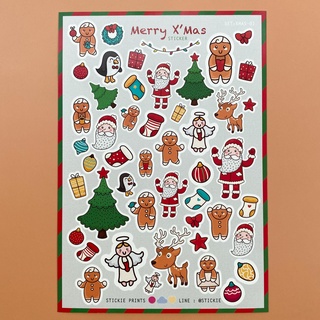 สติ๊กเกอร์ติดเล่น กันน้ำ ลาย XMAS ( Sticker dicut 1 sheet )