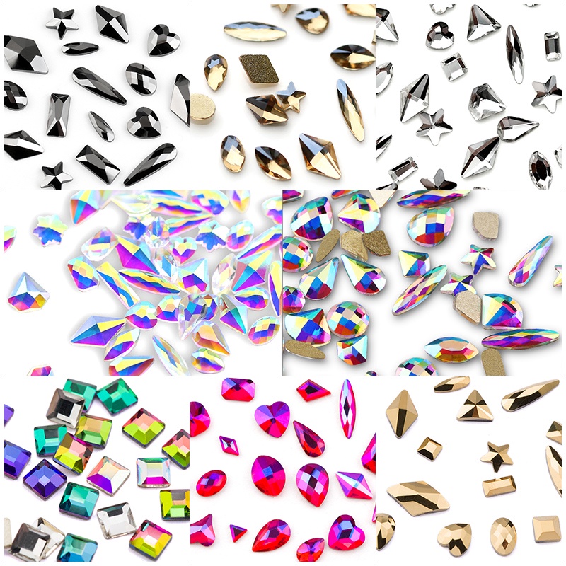 หินคริสตัล พลอยเทียม หลากสี สําหรับตกแต่งเล็บ