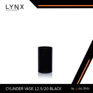 JJGLASS - (LYNX) CYLINDER VASE 12.5 BLACK - แจกันแก้ว แจกันดอกไม้ ทรงกระบอก ดีไซน์ทันสมัย สวยงาม สีดำ มี 4 ขนาด สูง 20 ซม.,สูง 30ซม.สูง 40ซม. และ สูง 50ซม.