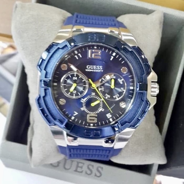 นาฬิกา Guess watch แท้ USA รุ่น Genesis สีเงิน-น้ำเงิน (U1254G1)