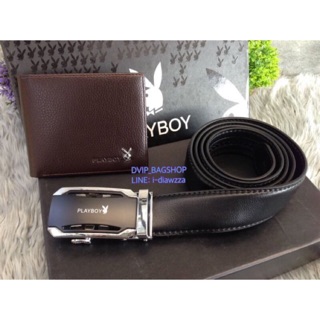 PLAYBOY LEATHER BELT &amp; WALLET VALUE PACK OEM FACTORY แท้💯%