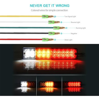 20 LED ไฟท้ายรถเทรลเล่อร์ ไฟเบรก ไฟเลี้ยว กันน้ำ ไฟท้ายเสาพ่วงแบบกันน้ำ, ไฟเลี้ยว 12V และไฟเบรกจอดรถ รถบรรทุก (แพ็ค 2)