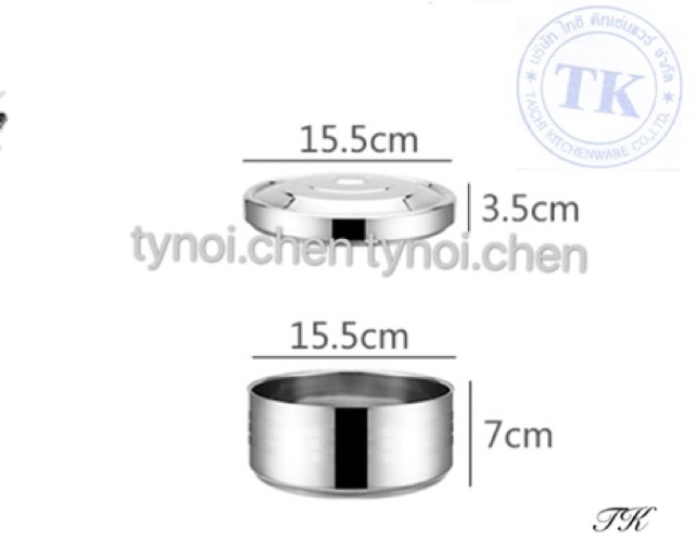 TK ปิ่นโตสแตนเลสฝาล็อค 2 ชั้น สแตนเลสอย่างหนา 0.4cm ขนาด 15cm ปิ่นโตสแตนเลสฝาล็อค 3/4 ชั้น สแตนเลสอย่างหนา - รูปที่ 7