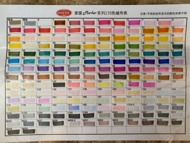 ปากกามาร์กเกอร์ GRASP มี 170 สี ตะกร้า1 (เบอร์ 0-120)