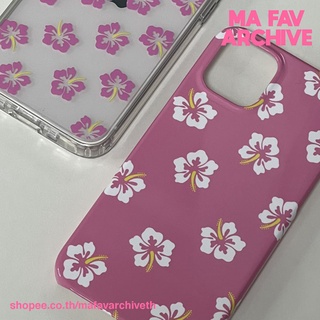 (pre-orderจากเกาหลี) mafavarchive - Pink Hibiscus hard case เคสมือถือเปิดหัวท้าย PCแข็ง เคลือบเงา ลายดอกชบา สีชมพูเข้ม