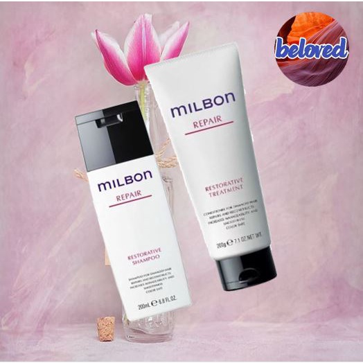 Milbon Repair Restorative Shampoo/Treatment 200/500 ml แชมพู และครีมนวดผม สำหรับผมแห้งเสีย