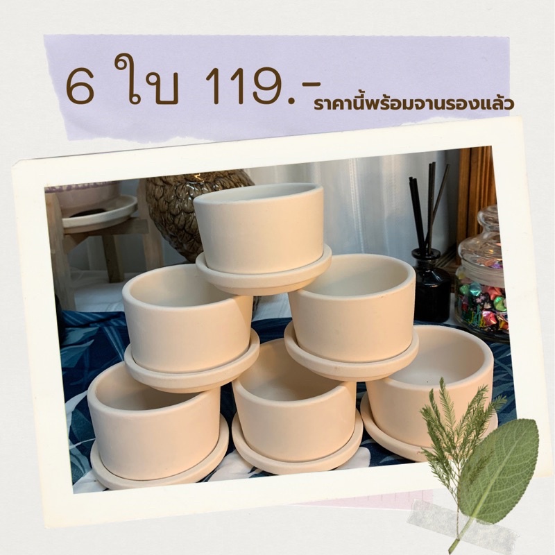 กระถางดินเผา ทรงเตี้ย 3 นิ้ว ยกเซ็ต 6 ใบ 119 บาท พร้อมจานรอง