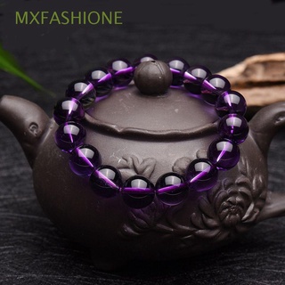 Mxfashione สร้อยข้อมือ ลูกปัดอเมทิสต์ พลอยธรรมชาติ ทรงกลม สีม่วง 8 มม.