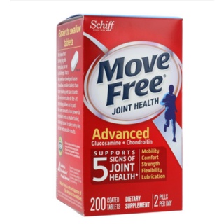 【ซื้อ 2 แถม 1】200 เม็ด SCHIFF Move Free Joint Health Advanced Glucosamine + Chondroitin 200 Coated Tablets