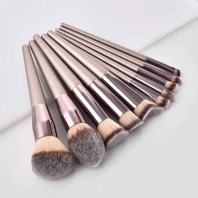 E047 แปรงแต่งหน้า Make Brush Set เซต10ชิ้น ปัดแก้ม ไฮไลท์ แต่งหน้า (สีคลาสสิคมากๆ)