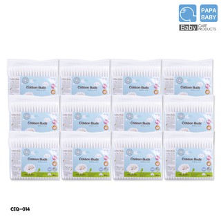 PAPA BABY สำลีก้านปาป้า Cotton Buds 100 ก้าน x12 ห่อ (ราคาส่ง)