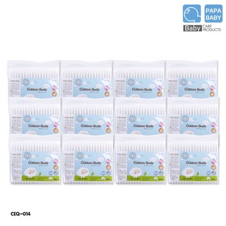 PAPA BABY สำลีก้านปาป้า Cotton Buds 100 ก้าน x12 ห่อ (ราคาส่ง)