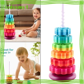 Kiddy  Plastic Rainbow Tower Stacking Toy Shape Color Recognition Building Blocks