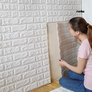 สติ๊กเกอร์ติดผนัง❤1 Sheet PE Foam 3D DIY Wall Sticker Retro Embossed Brick Home Room Decor