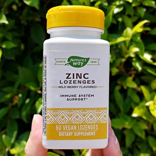 ซิงค์ แบบเม็ดอม รสเบอร์รี่ Zinc Lozenges Wild Berry Flavored 60 Vegan Lozenges (Natures Way®)