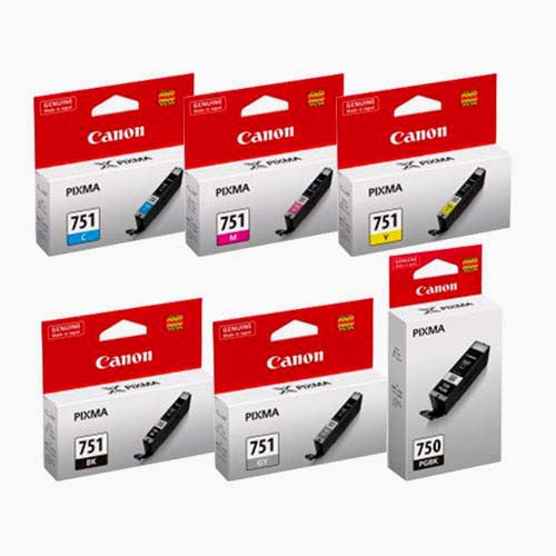 หมึกอิงค์เจ็ท Canon PGI-750 BK CLI-751 BK, C, M, Y, GY