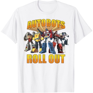 Tee เสื้อยืดครอบครัว เสื้อยืดคู่รัก Transformers Group Shot Autobots Roll Out Vintage Retro T-Shirt