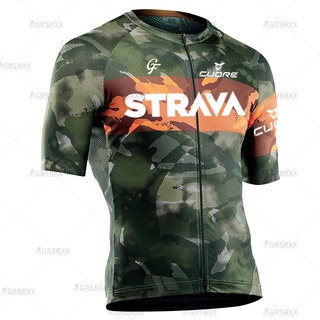 STRAVA  - Cycling Jersey Set for Men 2021 Males Short Sleeve Bicycle Team Cycling Sweatshirt Suit Anti-UV MTB Bike Uniform