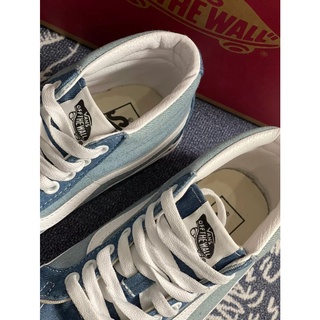 Vans SK8-MID Sidestripe รองเท้าผ้าใบลําลอง ผ้ายีน ข้อสูง สีฟ้า สําหรับผู้ชาย ผู้หญิง -1705