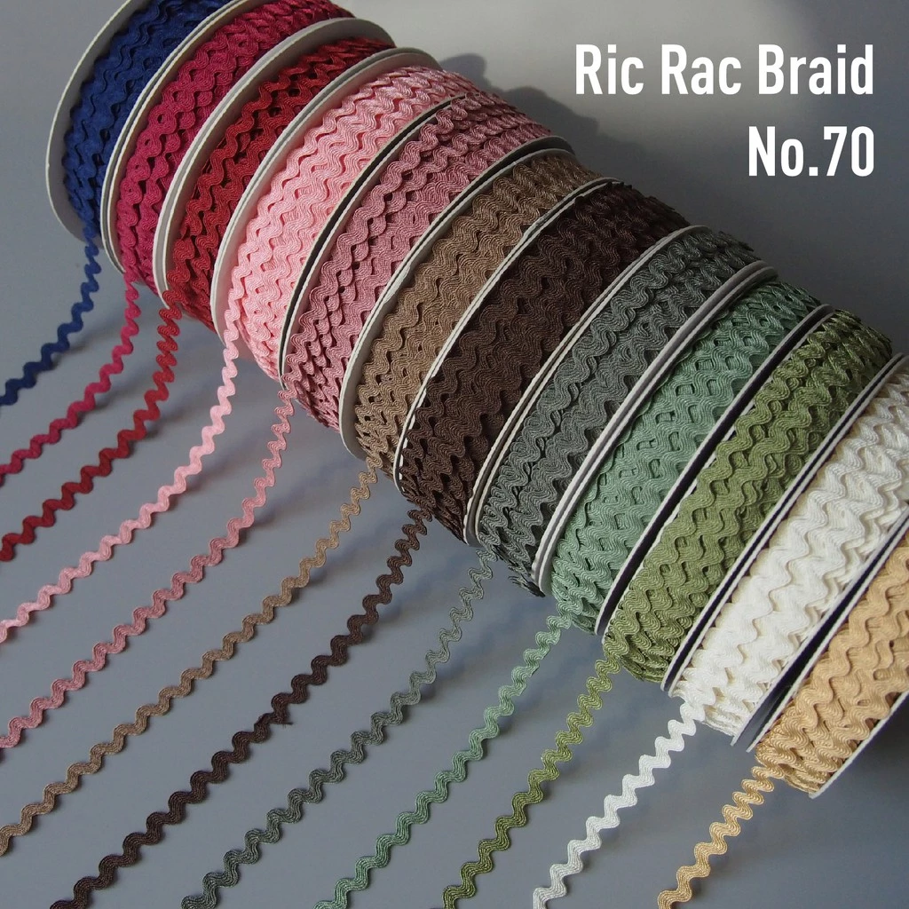 MOMOTARA No.70 (ชุดที่ 1) เทปถัก Braid ซิกแซก Ric Rac Braid ขนาด 0.8 CM ยาว 36 หลา เทป ริบบิ้น diy วัสดุตกแต่ง