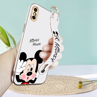 เคสไอโฟน iPhone X XS Max XR 11 Pro Max 11Pro เคสโทรศัพท์มือถือ TPU นิ่ม ลายการ์ตูนมิกกี้เมาส์ พร้อมสายรัดข้อมือ หรูหรา