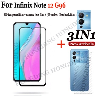 3in1 ฟิล์มกระจกนิรภัย กันรอยเลนส์กล้อง และฟิล์มด้านหลัง สําหรับ Infinix Note 12 G96 Note 12 G96 Note 12