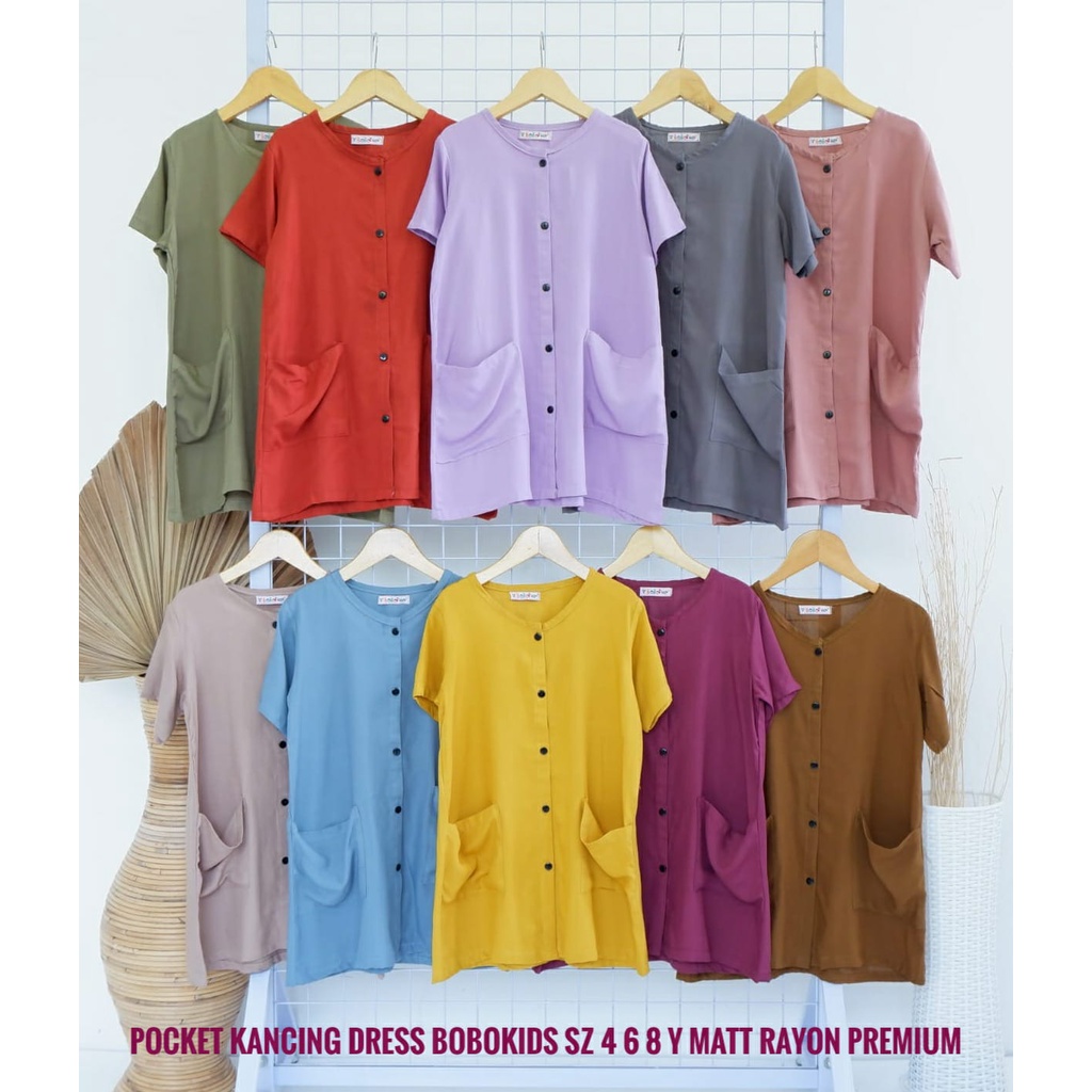 4-7t Drea Girls (Jun Button Pocket Dress) By Bobokids