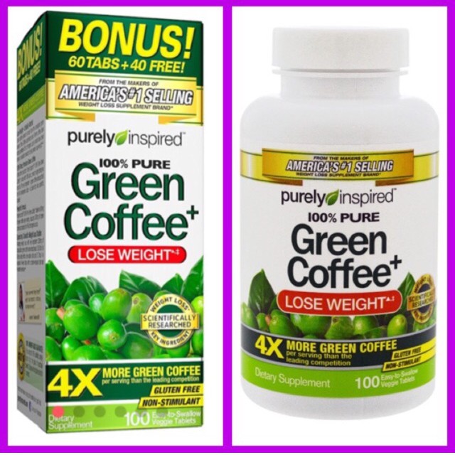 Purely Inspired 100% pure Green Coffee+ Lose weight 4x more green coffee 100 tablets