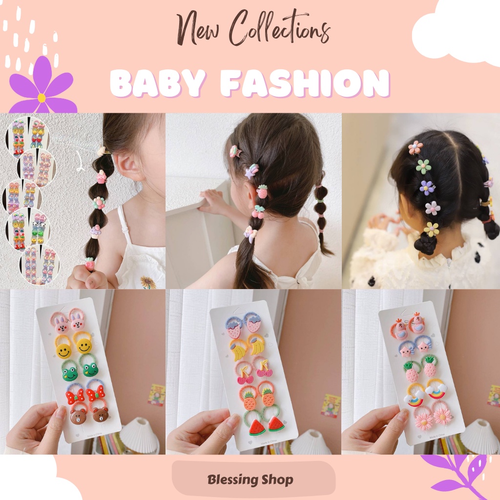 ( Bow07) "พร้อมส่ง"หนังยางรัดผมเด็ก แพ็ค 10 ชิ้น ยางรัดผมเกาหลี  เส้นเล็ก สำหรับเด็ก น่ารัก สีสดใส แพ็ค 10 ชิ้น