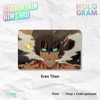 สติกเกอร์ไวนิล ลายโลโก้ Eren Jaeger Attack Titan SNK AOT สําหรับติดตกแต่ง