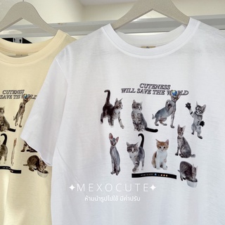 Tee เสื้อยืดครอป {ลด20% ใส่โค้ด: WGVTJU} 🍊พร้อมส่ง ♡MEXOCUTE เสือยืดผ้าTCพิมพ์ลาย Cuteness cat