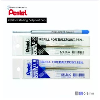 ไส้ปากกา Pentel Refill for Sterling Ballpoint Pen ไส้ปากกาลูกลื่น เพนเทล KFLT8 0.8mm [หมึกสีดำ/น้ำเงิน]