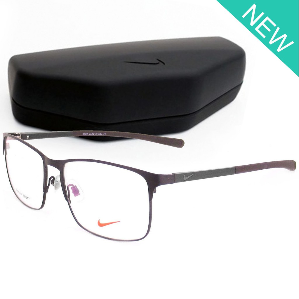 Nike ไนกี้ Fashion แว่นตา รุ่น 7574 C-4 สีน้ำตาล กรอบเต็ม ขาข้อต่อ วัสดุ สแตนเลส สตีล กรอบแว่นตา Eye